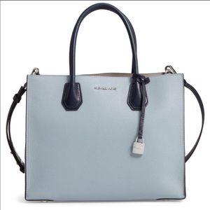 Large Mercer Colorblock Leather Tote blue